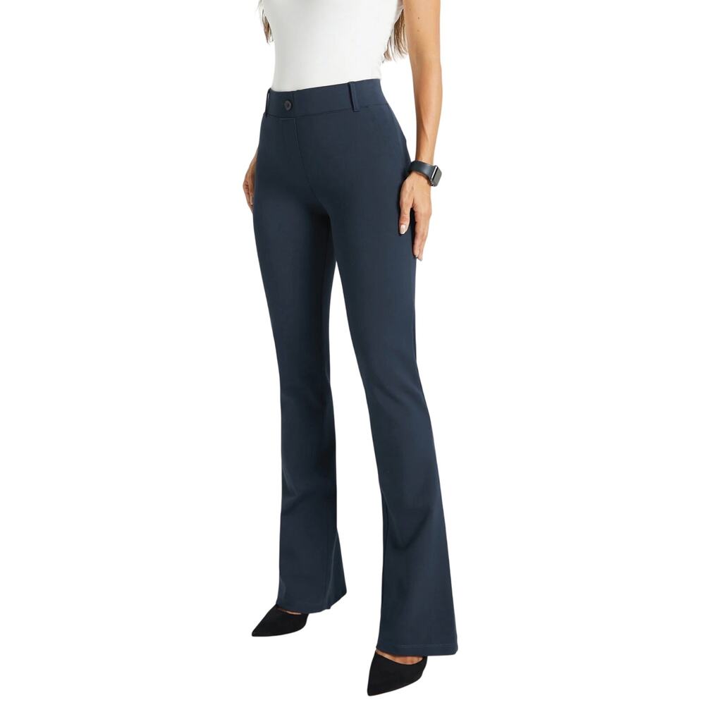 Betabrand Classic Dress Pant Yoga Pant, Bootcut, Navy, Women's Plus Size 2XL